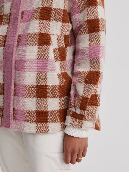 femmes veste alma Varley 8R2T429 carreaux midi caramel vêtements