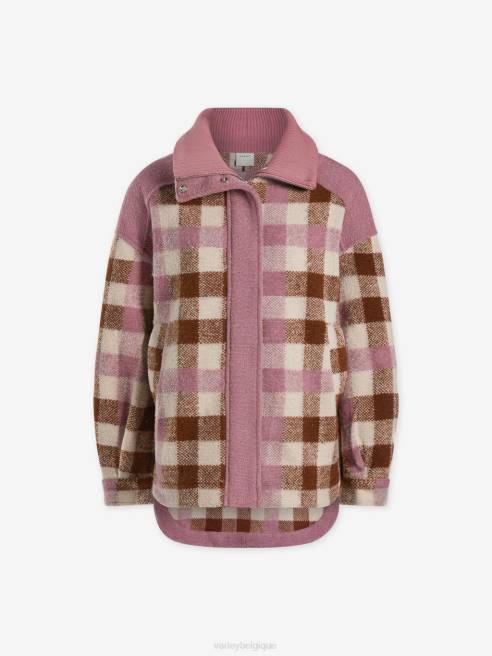femmes veste alma Varley 8R2T429 carreaux midi caramel vêtements